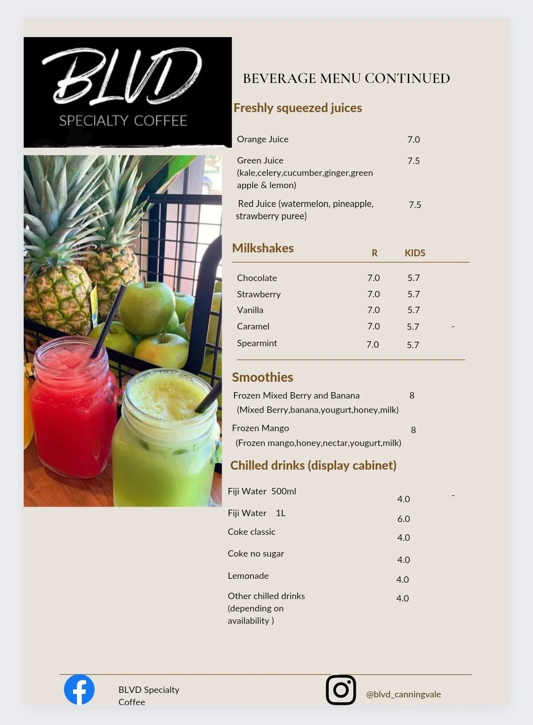 OTHER BEVERAGES - BLVD Specialty Coffee Menu
