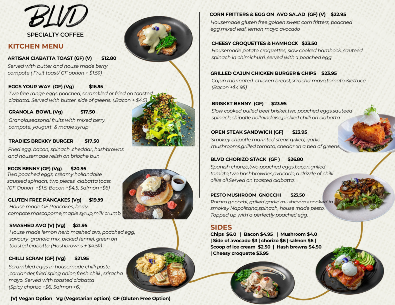 ALL DAY BREAKFAST & SPECIALTIES - BLVD Specialty Coffee Menu