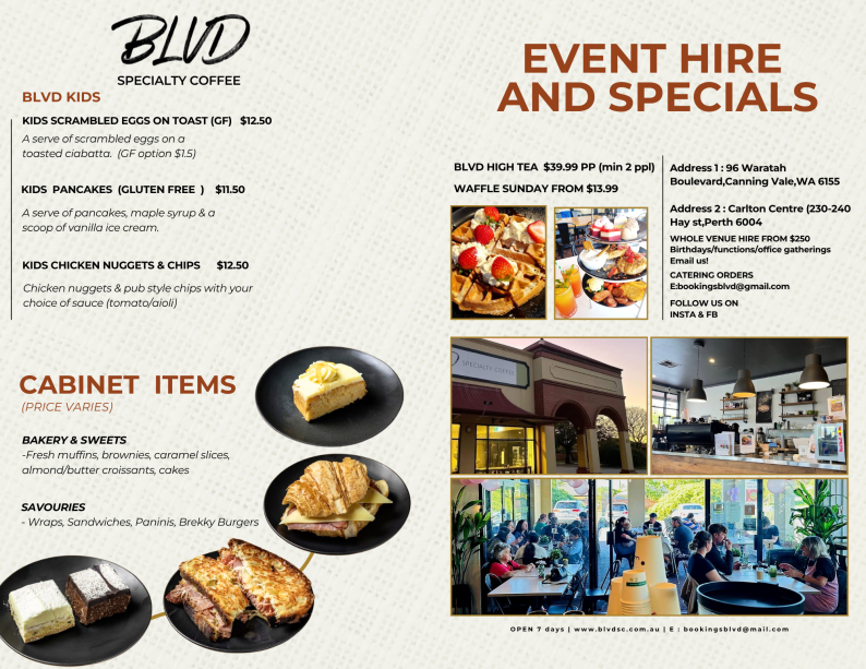 KIDS & SEASONAL - BLVD Specialty Coffee Menu